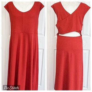 NWT Banana Republic Burnt Orange Knit Cross-Back Midi Dress XXL
